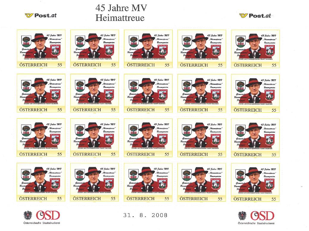 Briefmarke Musikverein 2008