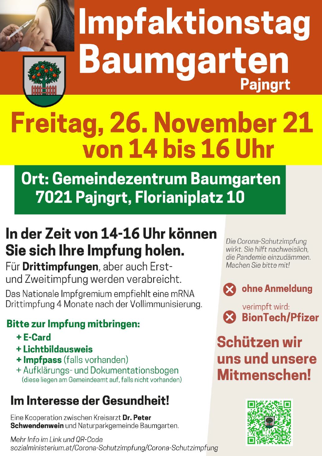 Impfaktionstag in Baumgarten 26.11.2021