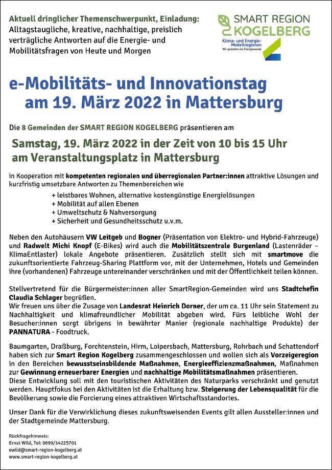 E-Mobilitäts und Innovationstag 19.3.22